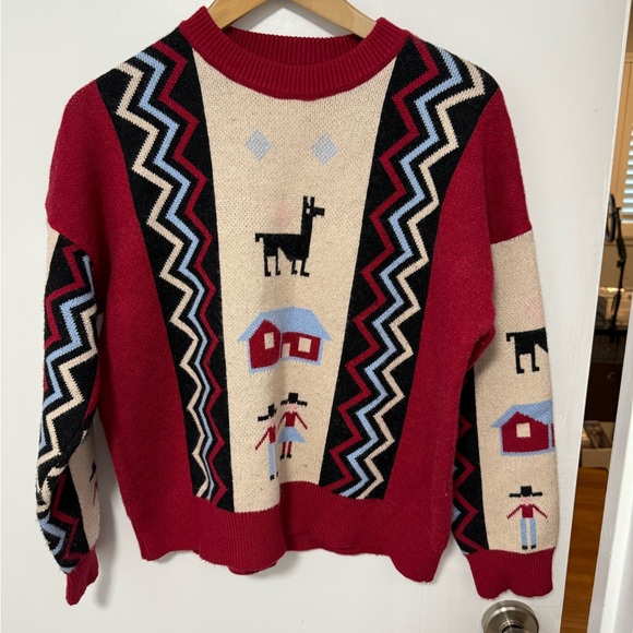 Peruvian Red Patterned Sweater - Picture 7 of 7